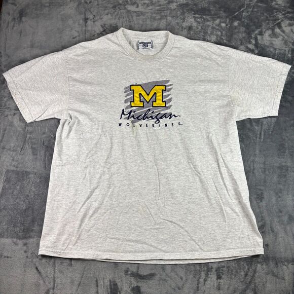 Vintage Lee Michigan Wolverines T-Shirt XL Gray USA Made Embroidered NCAA‎ - Picture 1 of 11